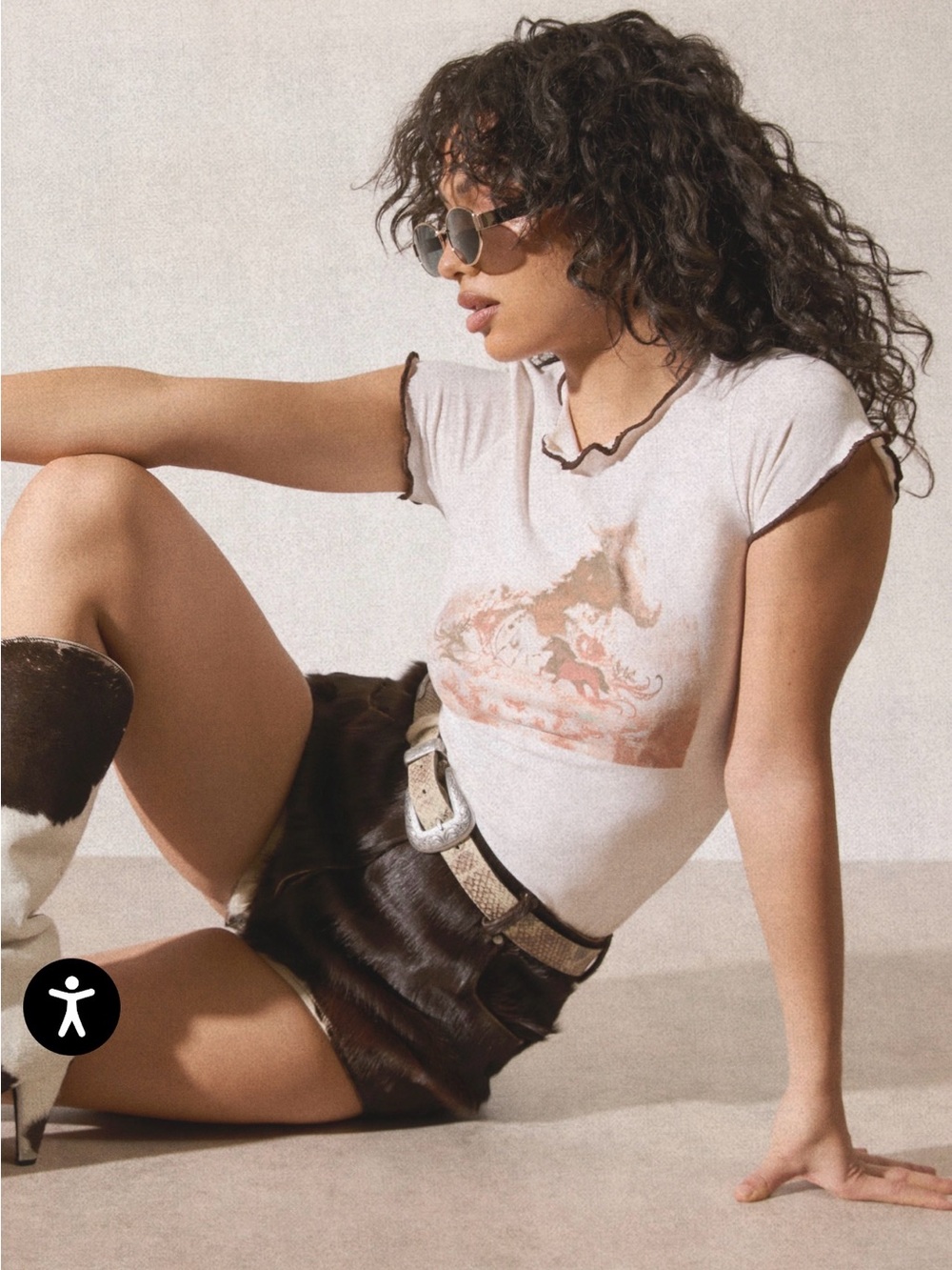 The Nasty Gal Limited Leather Cowhide Calf Hair Shorts